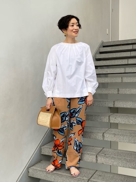 「EFFE BEAMS（エッフェビームス）のアイテム（パンツ）」を使った、Tomoko.Kさん（レディース・163cm）の夏コーディネート