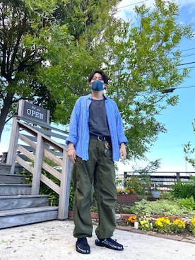 「カフェ」｜「アイテム（財布/小物）」を使った、RYOさん（メンズ・172cm）の夏コーディネート