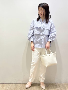「index（インデックス）のチュールチューリップセパレートパンプス（パンプス、ベージュ系）」を使った、mameさん（レディース・154cm）の春コーディネート