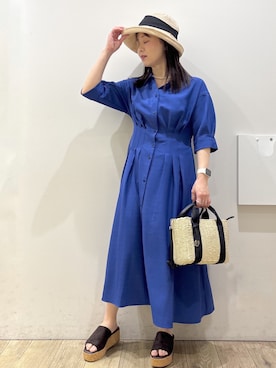 「INDIVI（インディヴィ）の◆ストレッチ混パイピングパンツ（スラックス、ブラック系）」を使った、mameさん（レディース・154cm）の春コーディネート