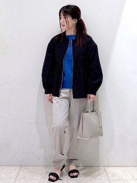 「アイテム（ノーカラージャケット）」を使った、mameさん（レディース・154cm）の春コーディネート