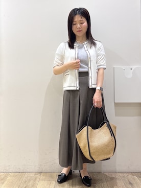 「index（インデックス）のビット付ヒールローファー（パンプス、ブラック系）」を使った、mameさん（レディース・154cm）の春コーディネート
