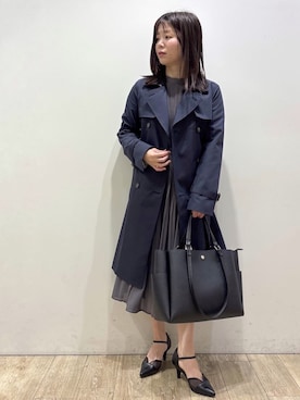 「index（インデックス）のトレンチコート【洗濯機OK/撥水/花粉対応】《XS～3L》（トレンチコート、ブルー系）」を使った、mameさん（レディース・154cm）の春コーディネート