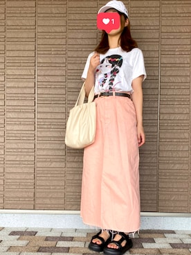 「PUMA（プーマ）のアイテム（サンダル、ブラック系）」を使った、karinさん（レディース・162cm）の夏コーディネート