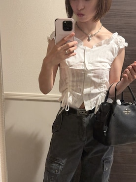 「kate spade new york（ケイトスペード ニューヨーク）のアイテム」を使った、karinさん（レディース・162cm）の夏コーディネート