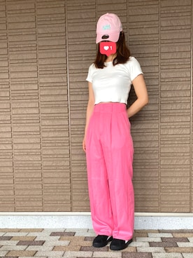 「UNIQLO（ユニクロ）のアイテム（Tシャツ/カットソー、ホワイト系）」を使った、karinさん（レディース・162cm）の夏コーディネート