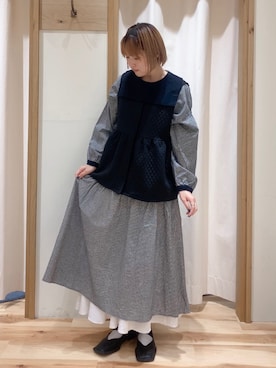 「Samansa Mos2（サマンサ モスモス）の配色前後2WAYブラウス（シャツ/ブラウス）」を使った、カ　リ　ンさん（レディース・160cm）の冬コーディネート