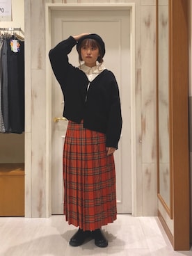 「サマンサモスモス」｜「アイテム（ハンチング/ベレー帽）」を使った、カ　リ　ンさん（レディース・160cm）の冬コーディネート