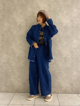 「サマンサモスモス」｜「アイテム（ハンチング/ベレー帽）」を使った、カ　リ　ンさん（レディース・160cm）の秋コーディネート