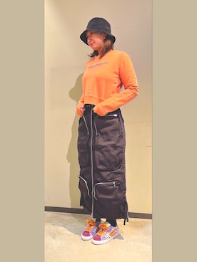 「DIESEL（ディーゼル）のアイテム（ハット）」を使った、naoさん（レディース・161cm）の冬コーディネート