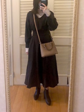 「リブタートルネック」｜「アイテム（ワンピース/ドレス）」を使った、ゆーんさん（レディース・161cm）の秋コーディネート