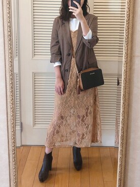 「秋のカフェオレコーデ」｜「アイテム（ジャケット/アウター）」を使った、ゆーんさん（レディース・161cm）の秋コーディネート