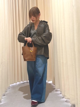 「アイテム（ライダースジャケット）」を使った、Dressyu.さん（レディース・150cm）の秋コーディネート