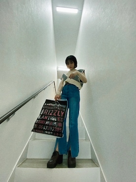 「スリットパンツ」｜「アイテム（ハンチング/ベレー帽）」を使った、しもちゃんさん（レディース・155cm）の秋コーディネート