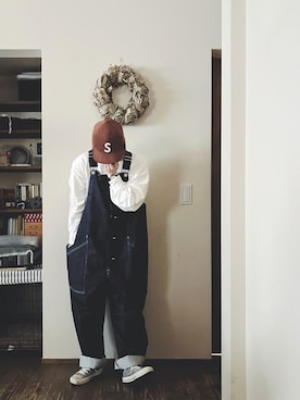 「アイテム（サロペット/オーバーオール）」を使った、mioさん（レディース・155cm）の春コーディネート