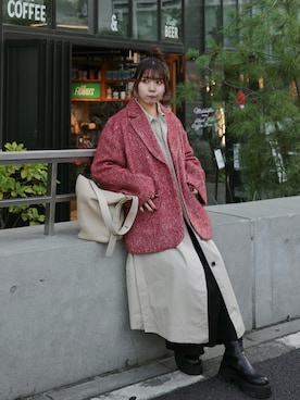 「アイテム（ステンカラーコート）」を使った、nacoさん（レディース・162cm）の秋コーディネート