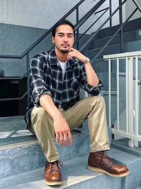 「ネルシャツ」｜かとうまお | 経年変化委員会さん（メンズ・173cm・20代）の冬コーディネート