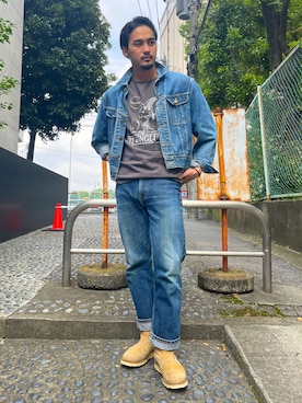 「アメカジスタイル」｜「アイテム（デニムジャケット）」を使った、かとうまお | 経年変化委員会さん（メンズ・173cm）の秋コーディネート