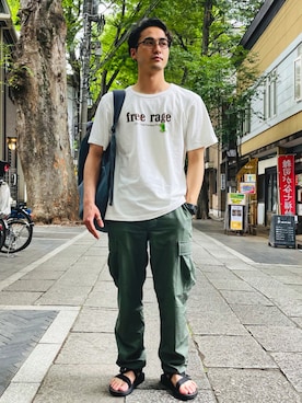 「free rage（フリーレイジ）のアイテム」を使った、かとうまお | 経年変化委員会さん（メンズ・173cm）の夏コーディネート