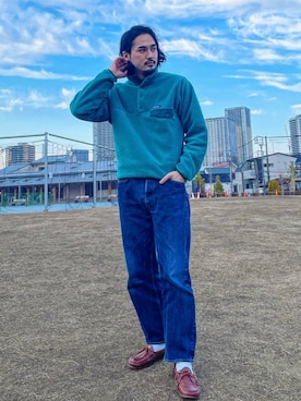 「patagonia」｜「アイテム（モカシン/デッキシューズ）」を使った、かとうまお | 経年変化委員会さん（メンズ・173cm）の春コーディネート