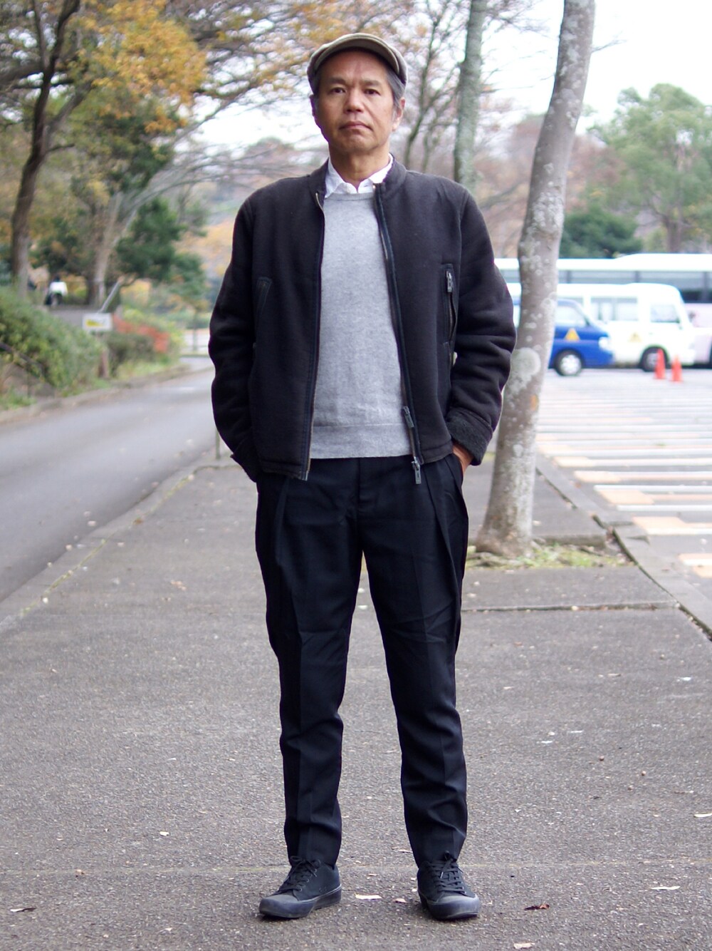 「ARMANI EXCHANGEのArmani Exchange Jacket（ライダースジャケット、グレー系）」を使った、Hidezumiさん（メンズ・174cm）の冬コーディネートの1枚目の写真