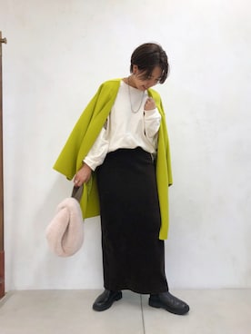 「カラーコート」｜「アイテム（ノーカラーコート）」を使った、ayanaさん（レディース・162cm）の秋コーディネート