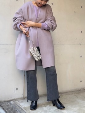 「秋先取りコーデ」｜「アイテム（ノーカラーコート）」を使った、ayanaさん（レディース・162cm）の秋コーディネート