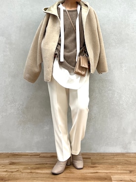「ボウタイ」｜「アイテム（その他アウター）」を使った、ayanaさん（レディース・162cm）の冬コーディネート
