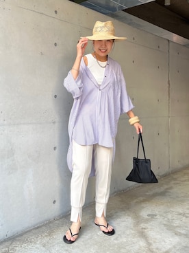 「SHIPS（シップス）のGRILLO:ガラアミハット（ハット、ベージュ系）」を使った、ayanaさん（レディース・162cm）の春コーディネート