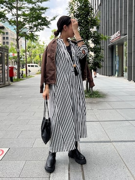 「DouDou（ドゥドゥ）のアイテム（ブルゾン）」を使った、ayanaさん（レディース・162cm）の夏コーディネート