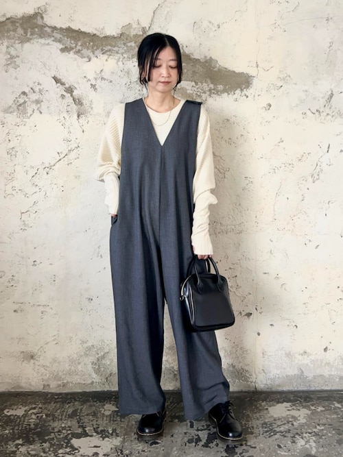 トレフルプラスワン ベルベットオーバーオール ブラック サロペット