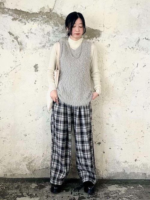 前後2wayフェザーヤーンニットベスト