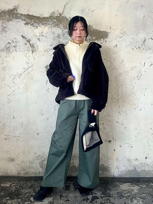 テディベアボアジップアップブルゾン