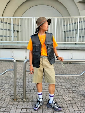 「いいね、save、フォローお願いします🤑」｜「アイテム（ハット）」を使った、Y-DRAGONさん（メンズ・176cm）の秋コーディネート