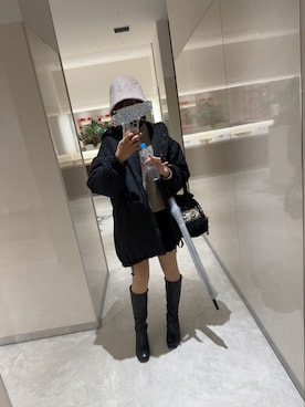 「ハット」｜「アイテム（ダウンジャケット/コート）」を使った、のんさん（レディース・162cm）の冬コーディネート