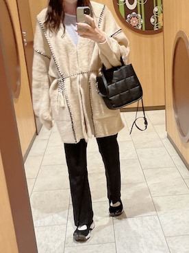 「w closet」｜「アイテム（スラックス）」を使った、ぺさん（レディース・155cm）の冬コーディネート