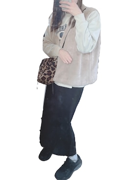 「w closet」｜「アイテム（スウェット）」を使った、ぺさん（レディース・155cm）の冬コーディネート