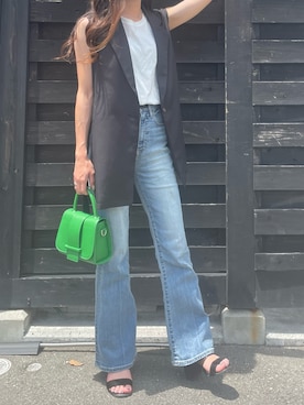 「フレアデニム」｜chii👑さん（レディース・157cm）の夏コーディネート