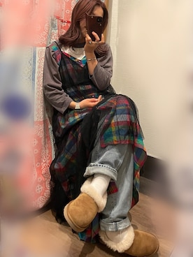 「古着女子」｜「アイテム（スリッポン）」を使った、ayksn さん（レディース・158cm）の冬コーディネート