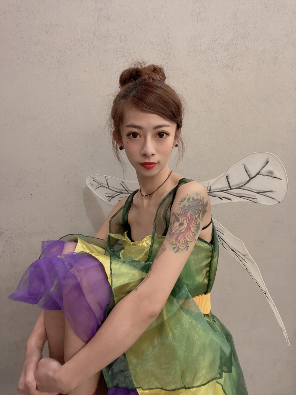 「春酒、PARTY」｜「奇妙仙子のアイテム（ワンピース/ドレス、グリーン系）」を使った、Minima 蕭さん（レディース・155cm）の春コーディネートの1枚目の写真