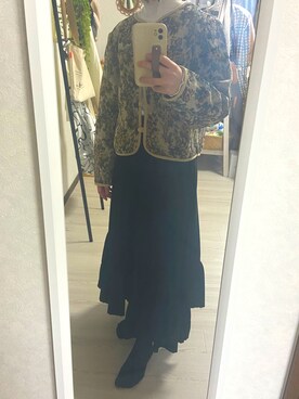 「ap retro（アプレトロ）のアイテム（ノーカラージャケット）」を使った、ふるりさん（レディース・152cm）の冬コーディネート