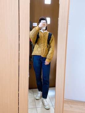 「キャンプ」｜「アイテム（ブルゾン）」を使った、(　˙灬˙　)さん（レディース・161cm）の秋コーディネート