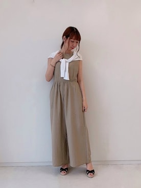 「Te chichi（テチチ）のアイテム（サロペット/オーバーオール）」を使った、sakiさん（レディース・163cm）の夏コーディネート