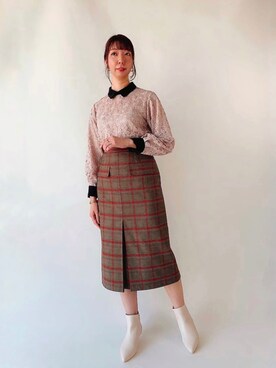 「Te chichi CLASSIC（テチチクラシック）のアイテム（スカート）」を使った、sakiさん（レディース・163cm）の秋コーディネート