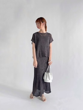 「ニットアップ」｜sakiさん（レディース・163cm）の夏コーディネート