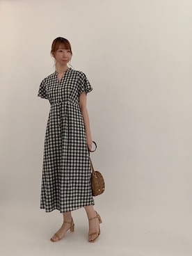 「チェックワンピース」｜「アイテム（その他）」を使った、sakiさん（レディース・163cm）の夏コーディネート
