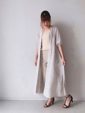 「小花柄ワンピース」｜「アイテム（サンダル）」を使った、sakiさん（レディース・163cm）の夏コーディネート