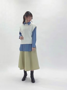 「スリット」｜「アイテム（その他）」を使った、sakiさん（レディース・163cm）の春コーディネート