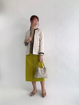「Te chichi CLASSIC（テチチクラシック）のアイテム（ノーカラージャケット）」を使った、sakiさん（レディース・163cm）の春コーディネート