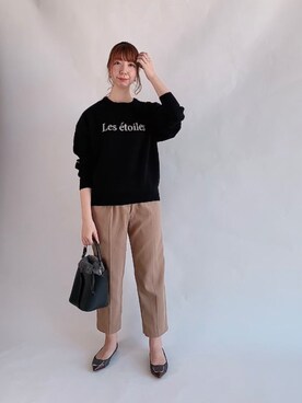 「ロゴニット」｜「アイテム（その他シューズ）」を使った、sakiさん（レディース・163cm）の冬コーディネート